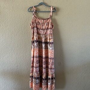 Bohemian Orange and Brown Maxi Dress